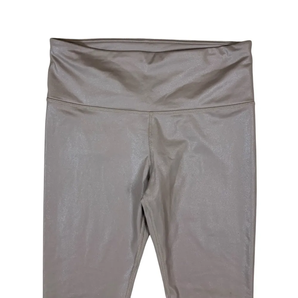 Athleta Taupe Shiny High Rise Powerlift Leggings Stretch Activewear Small - Image 2