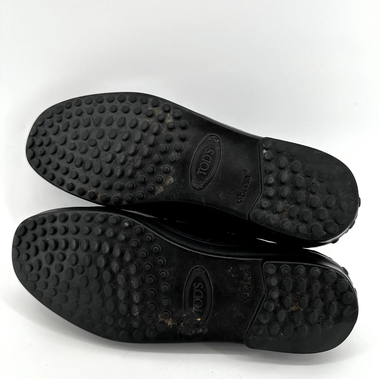 Tod's Gommino Driving Shoes Patent Leather Vibram Slip On Black EU 37.5 US 7 - Image 10