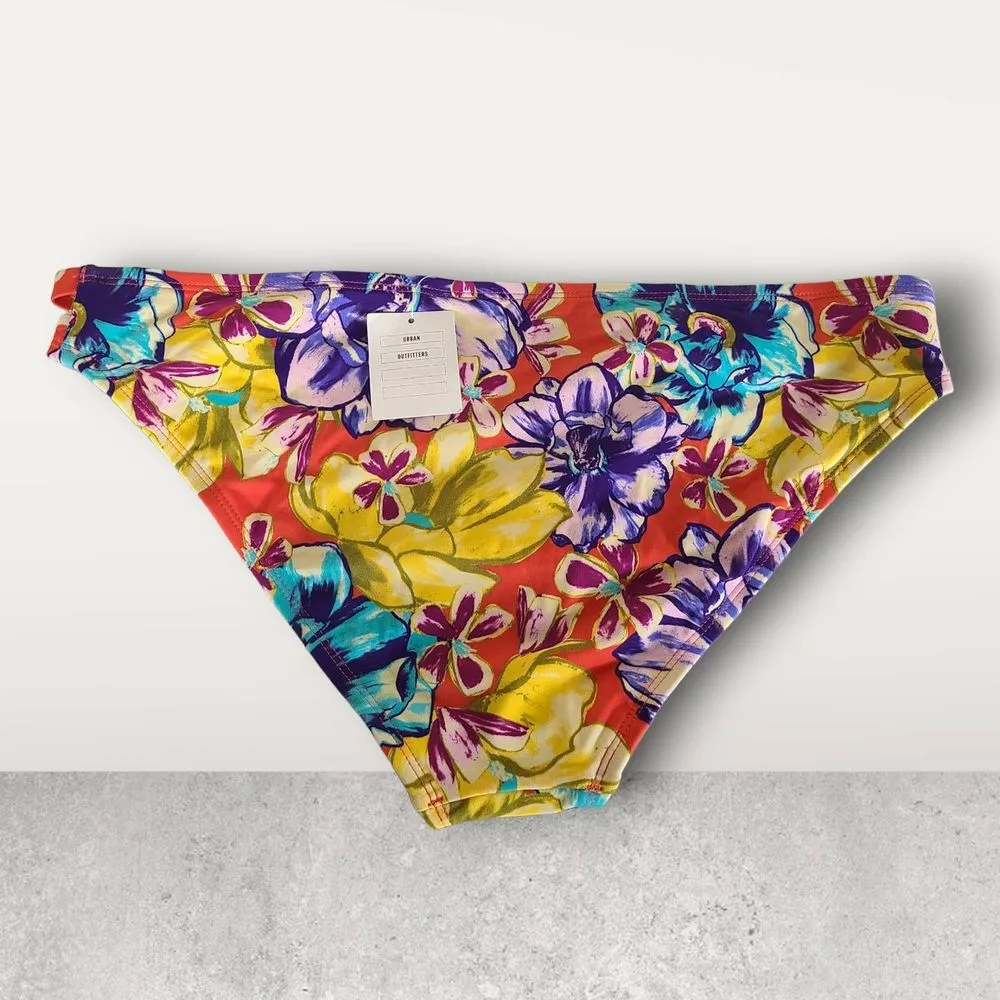 NWT Out From Under Urban Outfitters Floral Bikini Bottoms Strappy Cutouts Size L - Image 2