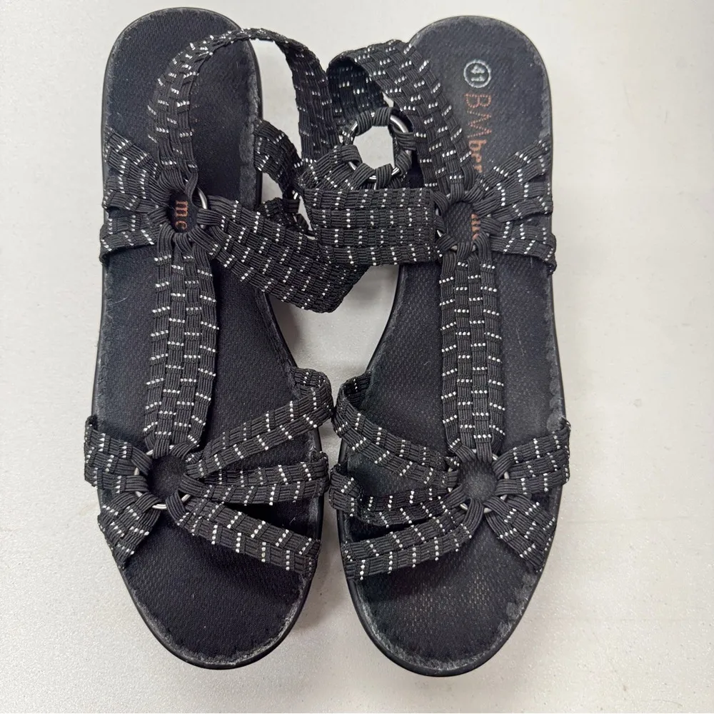 Bernie Mev Black Strappy Platform Wedge Sandals Womens 10.5 Beachy Casual Shoes - Image 6