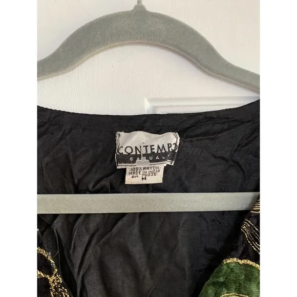 Vintage Women's Contempo Casuals Floral Embroidery Medium Best Medallic Gold‎ - Image 4