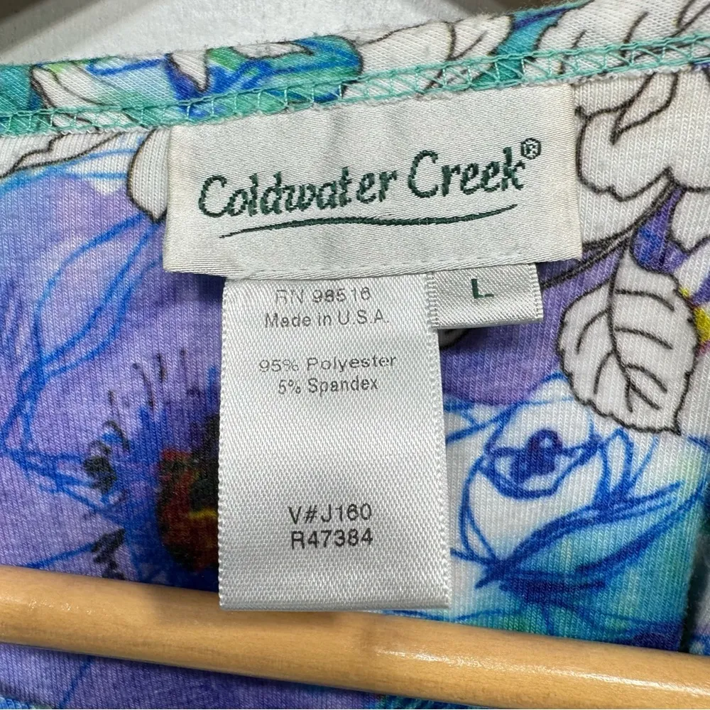 Artsy Colorful Floral Print 3/4 Sleeve Top Size Large - Image 8