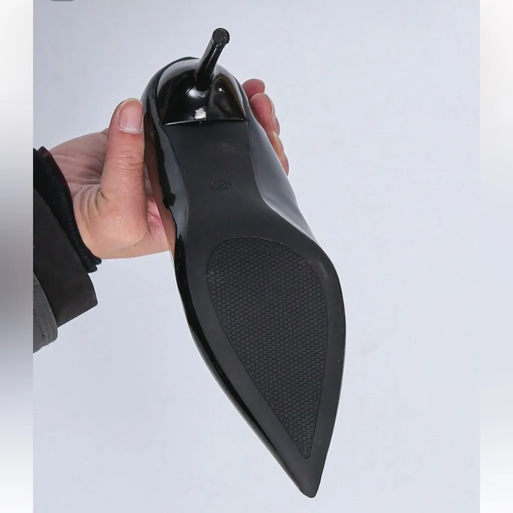 New‎ Elegant Black Thin Heel Pointed Toe High Heels, Size 6.5 - Image 3