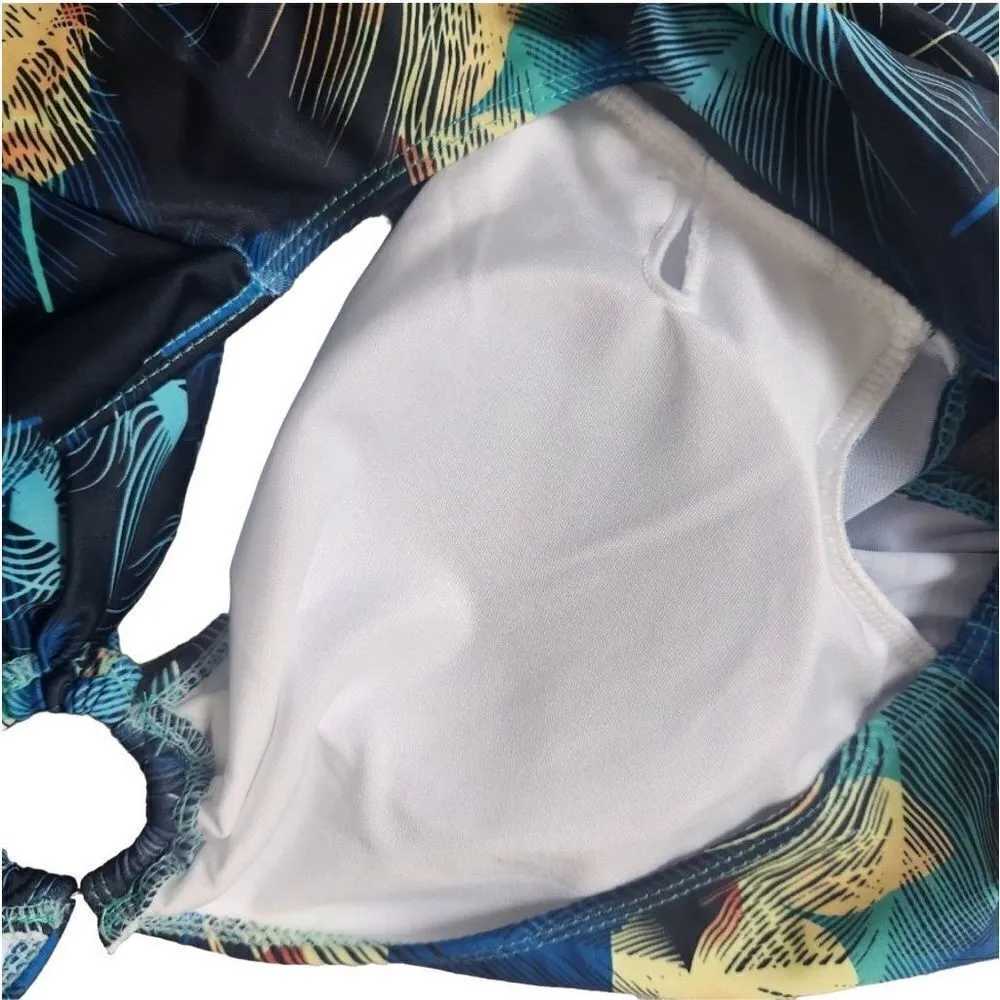 Amazon Tropical Print Two piece bikini short sleeve cheeky bathing suit Multi Co - Image 5