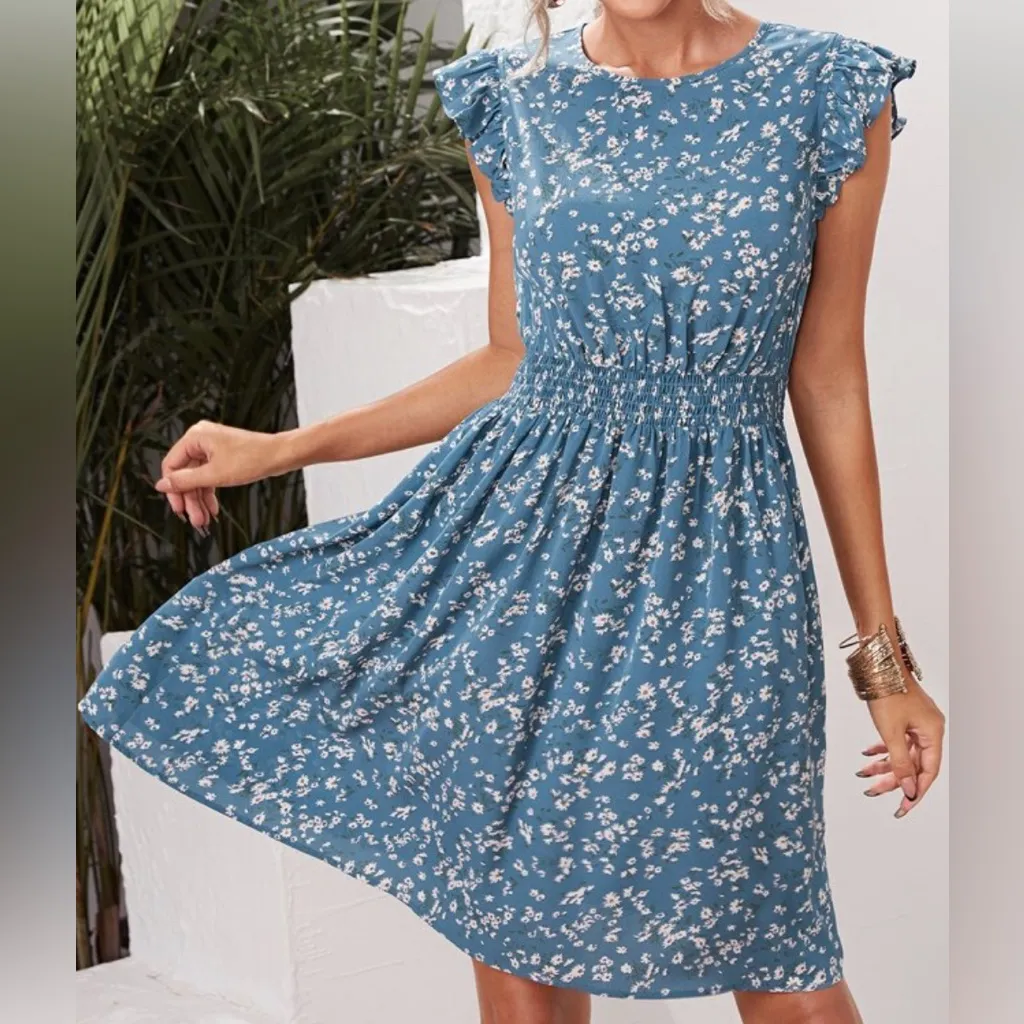 Ditsy Floral Midi Dress Womens XL Cottagecore Soft Girl Coastal Easter Career - Image 2