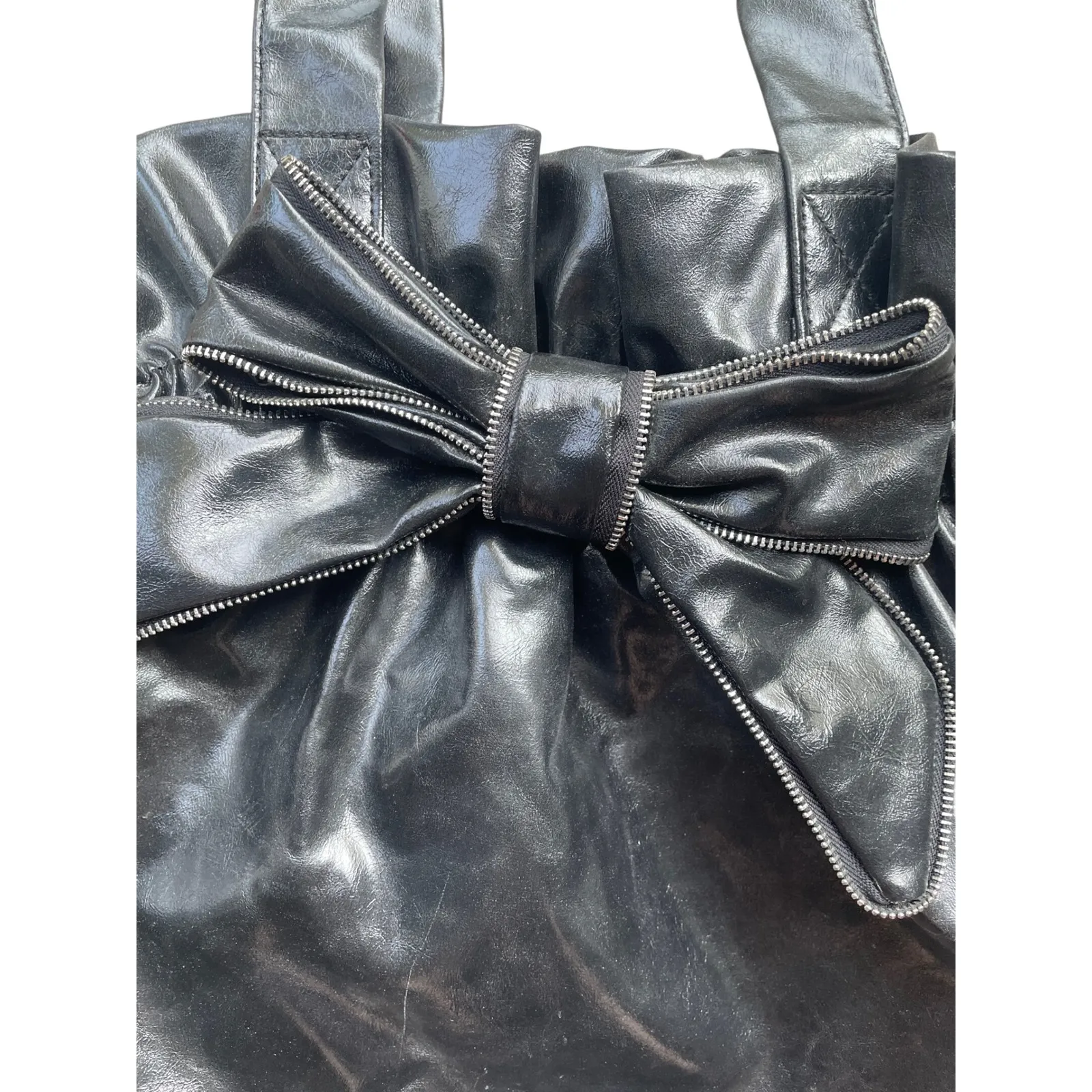 Fun‎ Faux leather bow Purse black - Image 2