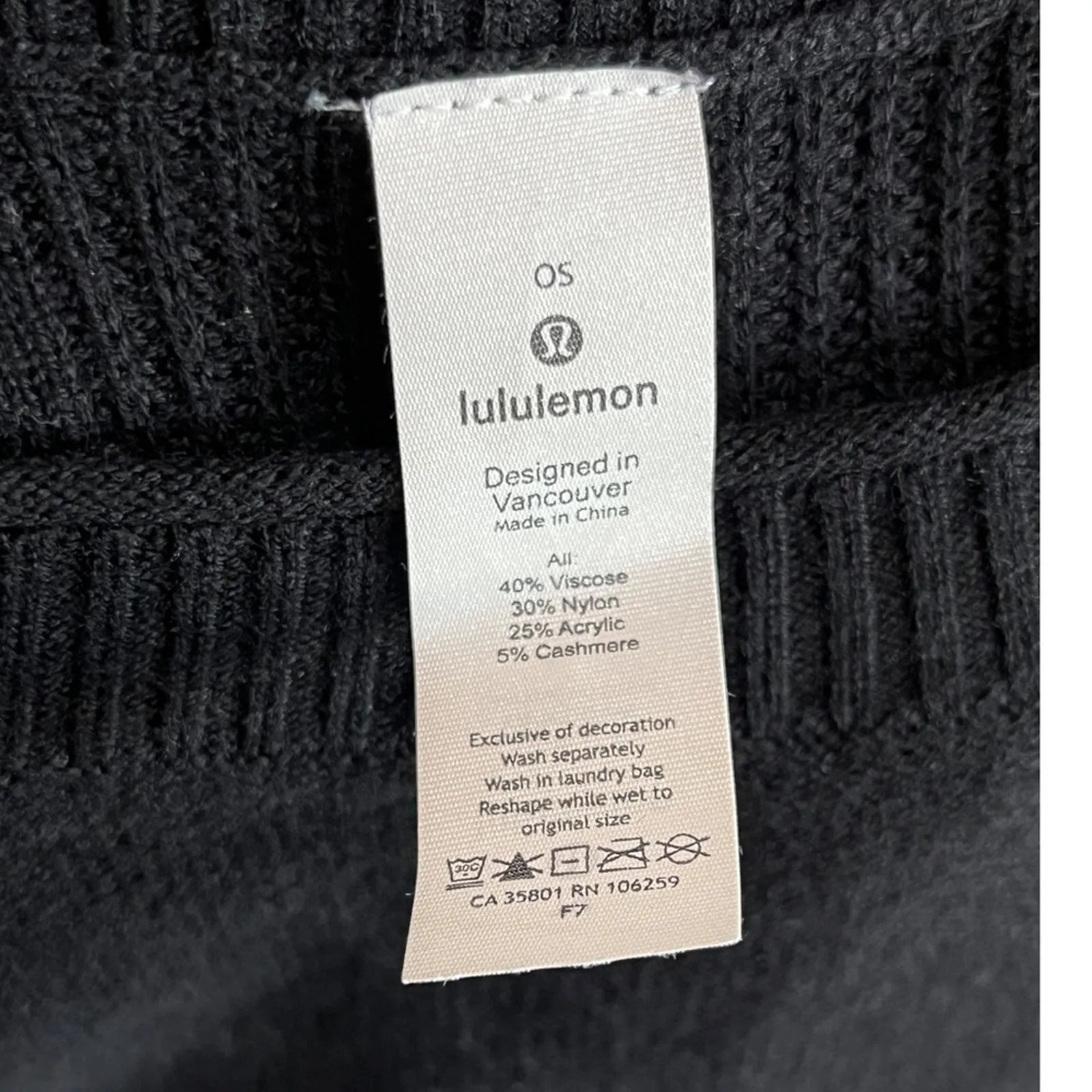 Lululemon One Size Black Relaxed Sweater Knit Tunic Top Viscose Cashmere Blend - Image 2
