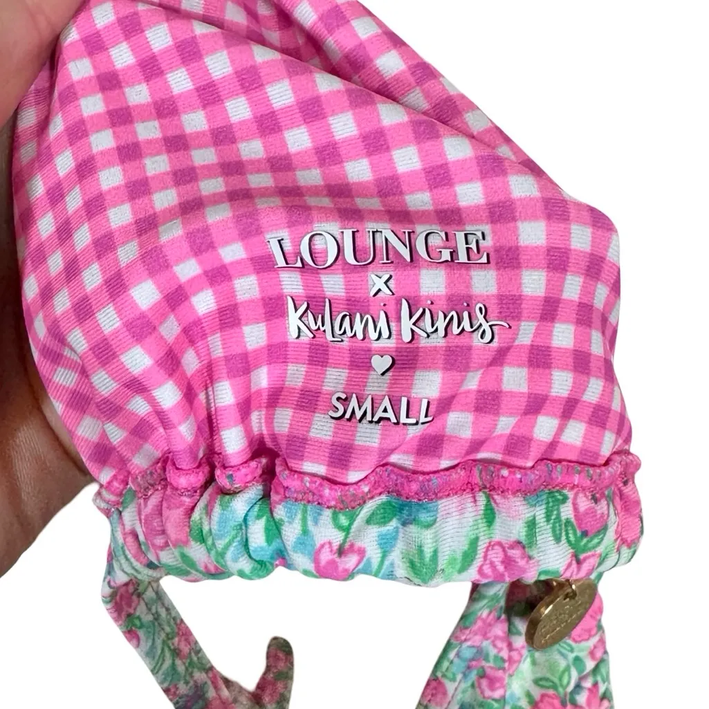 Lounge x Kulani Kinis Halter Bralette String Bikini Top in Sweet Pea Floral - Image 13