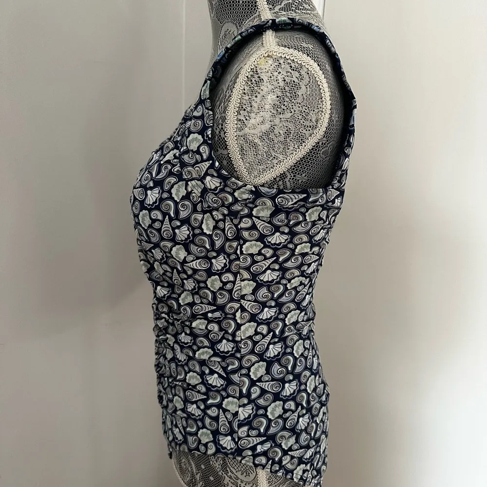 NWOT Island Pearls Women’s 12 Blue Seashell One Piece Ruched Front Bathing Suit. - Image 15