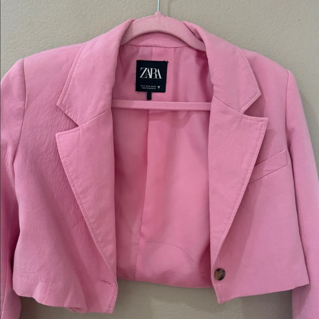 Zara Blush Pink Cropped Blazer - Image 3
