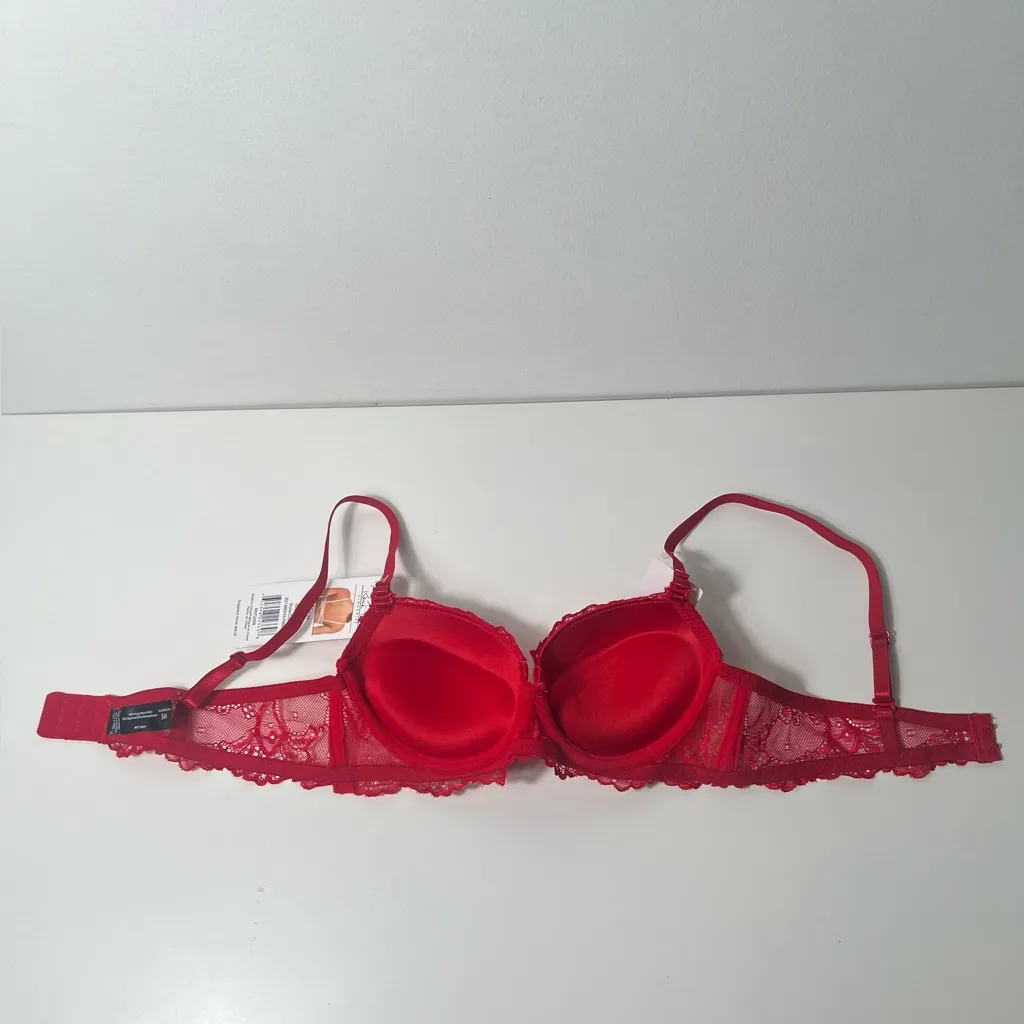 Rene Rofe Lingerie Red Lace Adjustable Convertible Strapless Push Up Bra Size undefined - Image 6