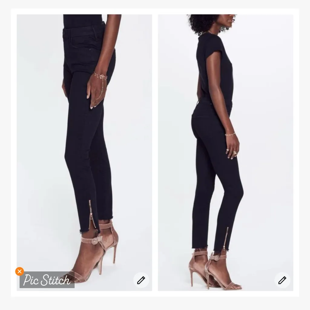 Mother The Stunner Double Zip Ankle Step Fray Not Guilty Black Size 27 - Image 3