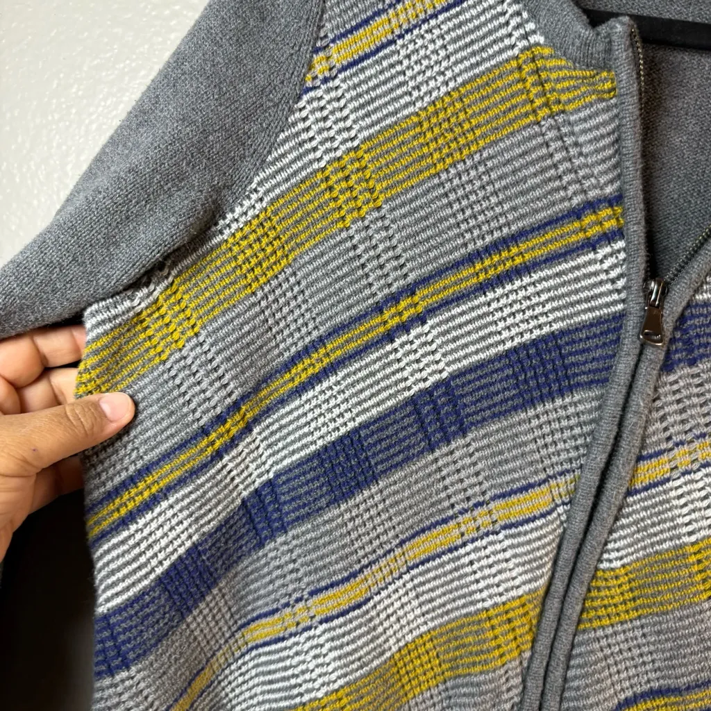 Talbots Gray and Blue Striped zip up sweater SZ:1X - Image 3