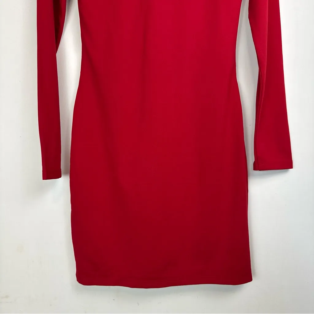 NWOT Aritzia Babaton Contour Polo Dress Sz Small Red Long Sleeve - Image 14