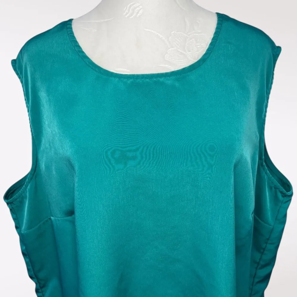 Vintage Blair Jade Green Sleeveless Scoop Neck Blouse XL  - Image 2