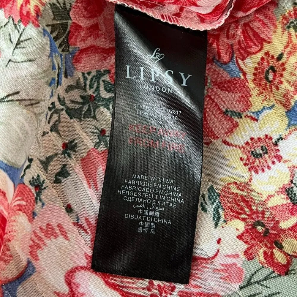 ASOS NWOT Lipsy V Neck Ruffle Floral Print Casual Career Blouse Size 14 - Image 6