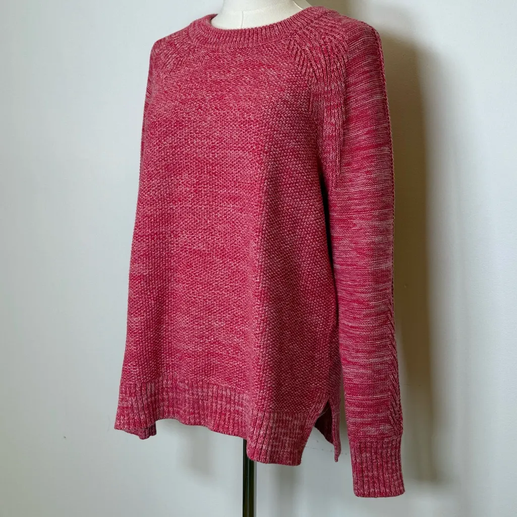 GAP 100% Cotton Misty Rose Marled Sweater Split Hem Women’s Size Medium - Image 2