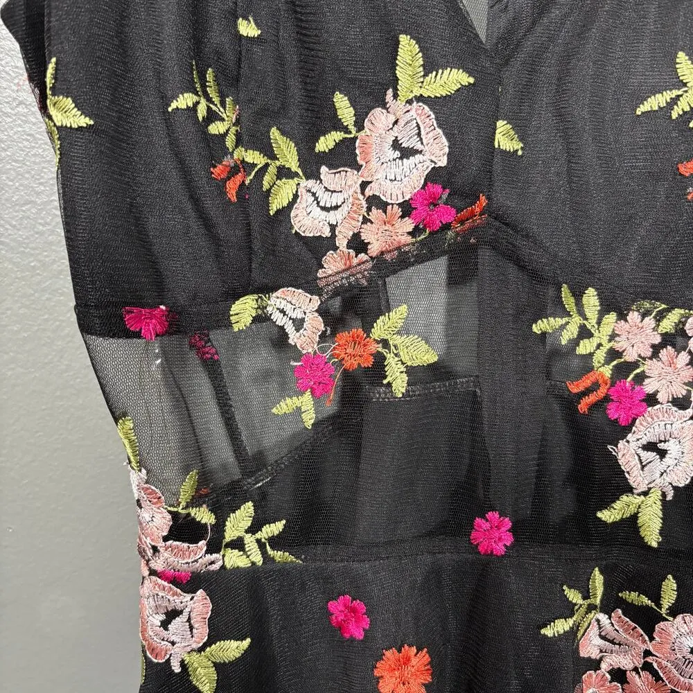 Charlotte Russe Black Sheer Floral Bustier Camisole - Medium - Fairy Whimsy Goth - Image 3