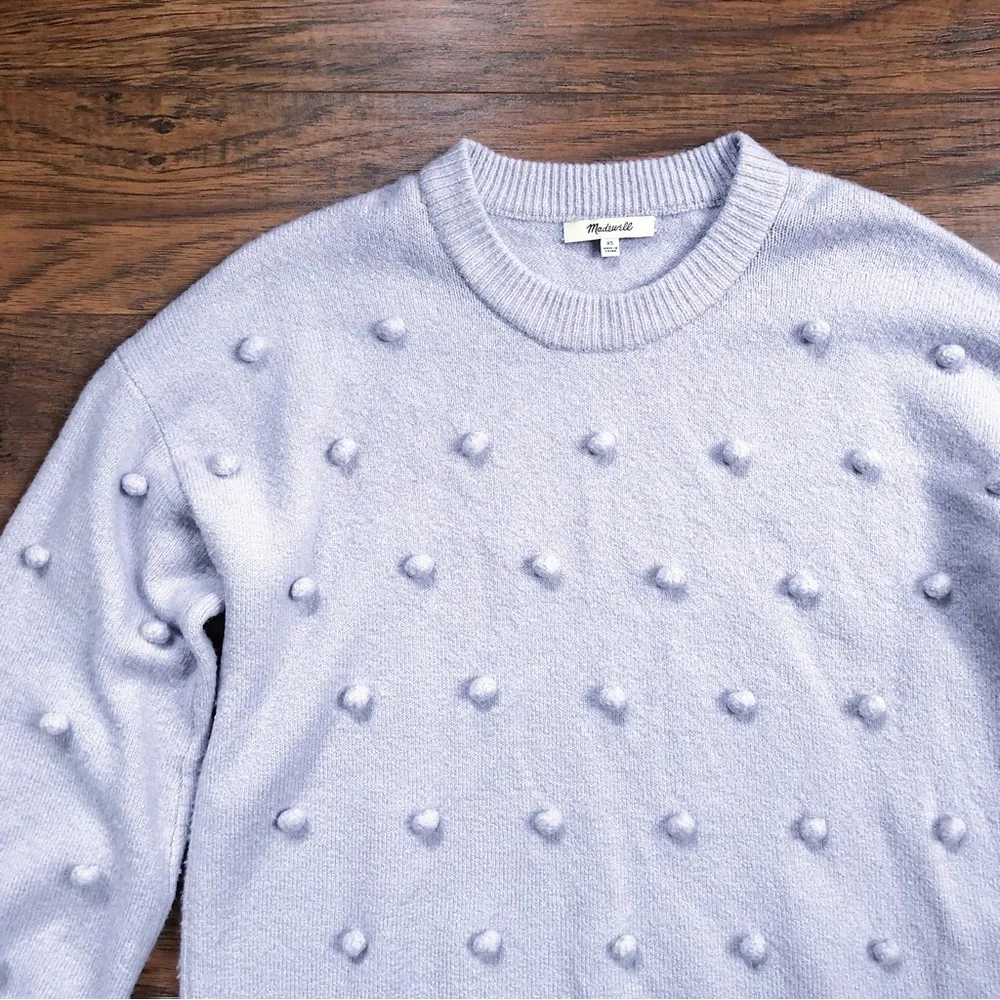 Madewell • Brockton Bobble Sweater Coziest Yarn merino Faded Lavender pom pom - Image 4