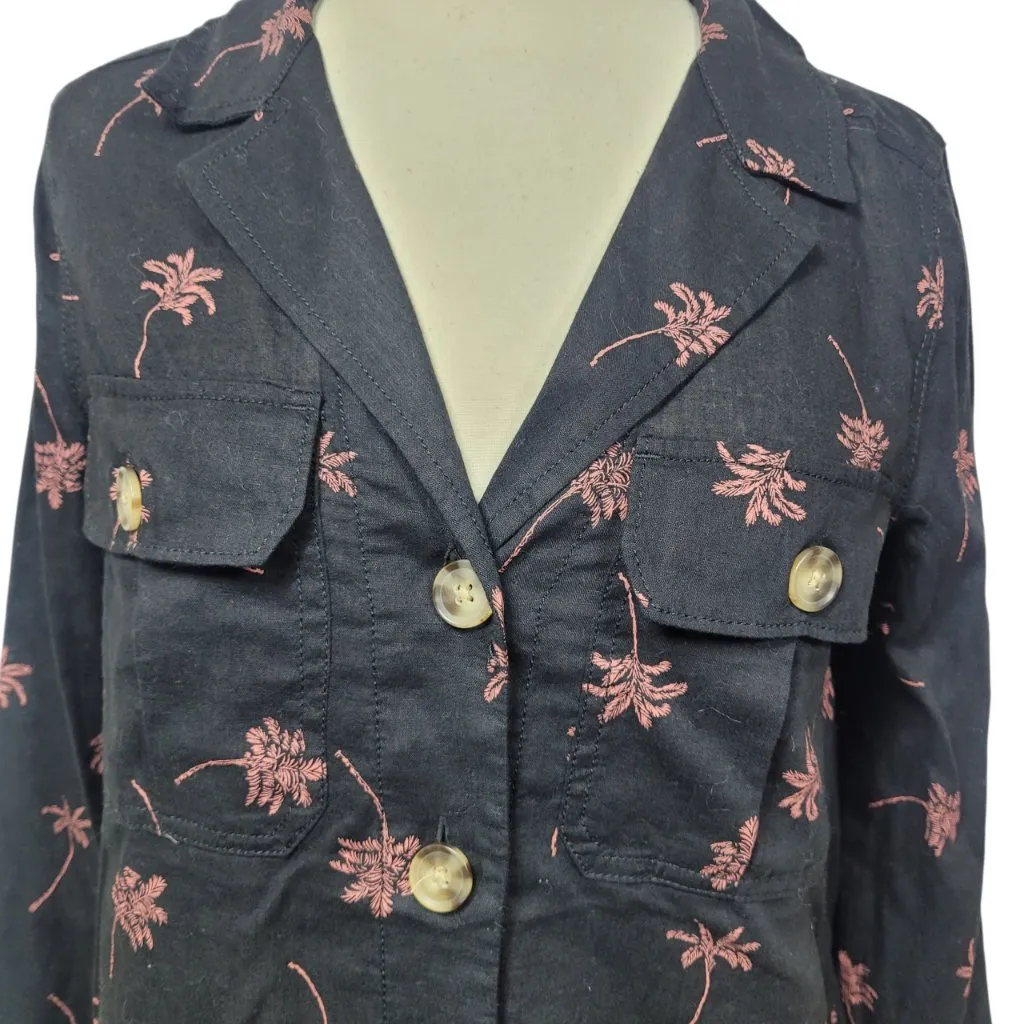 Express Palm Tree Print Linen Shirt NWT XS Black Vacation Resort Button Up Top - Image 2