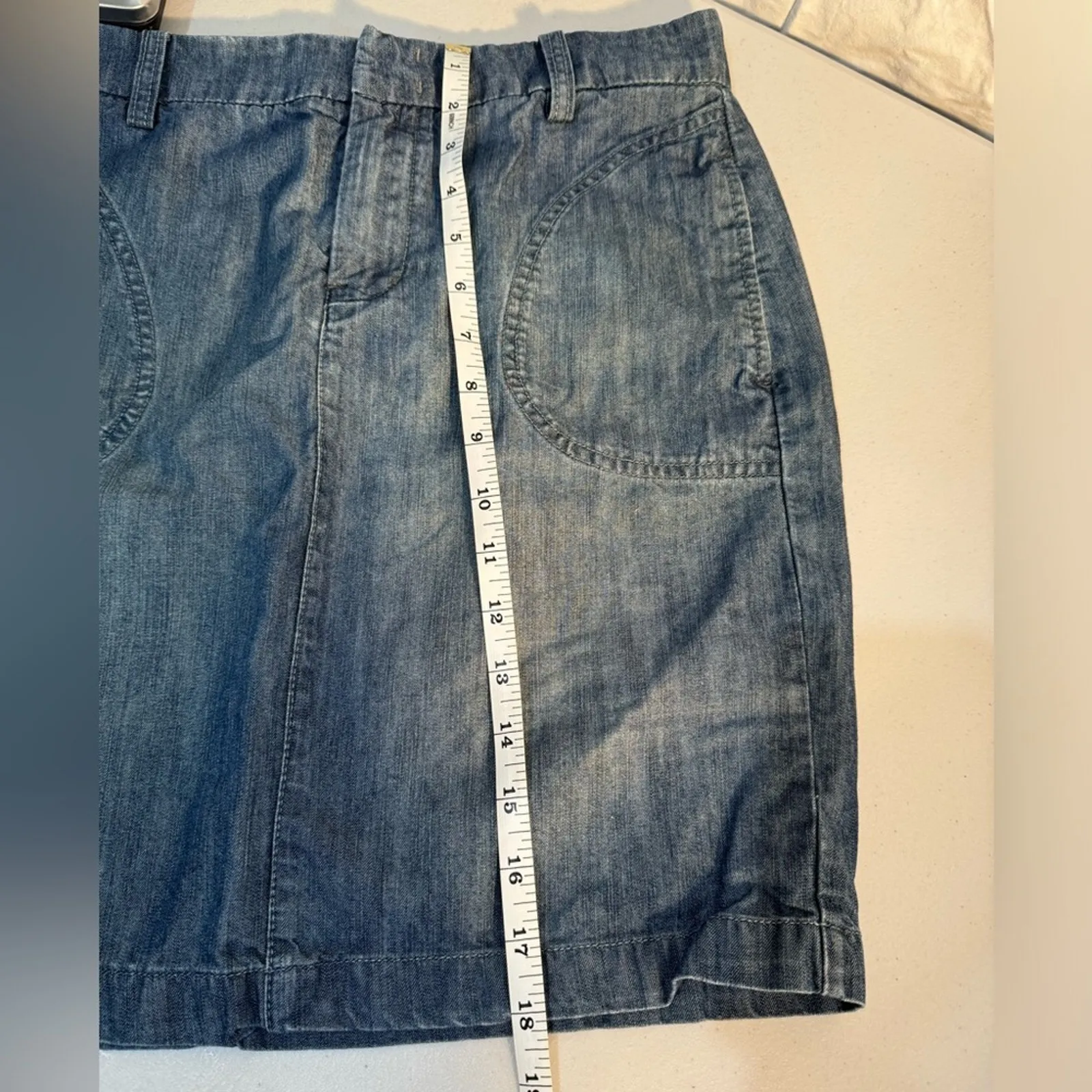 Level 99 Anthropologie Denim Mini Skirt Size 29 High - Image 5