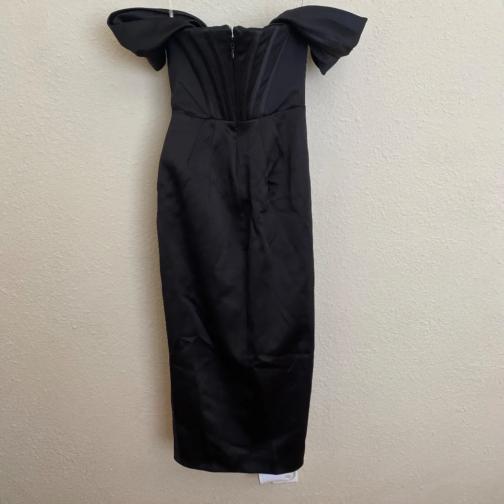 House‎ of CB Loretta Black Satin Corset Off Shoulder Dress size XS NWOT - Image 8