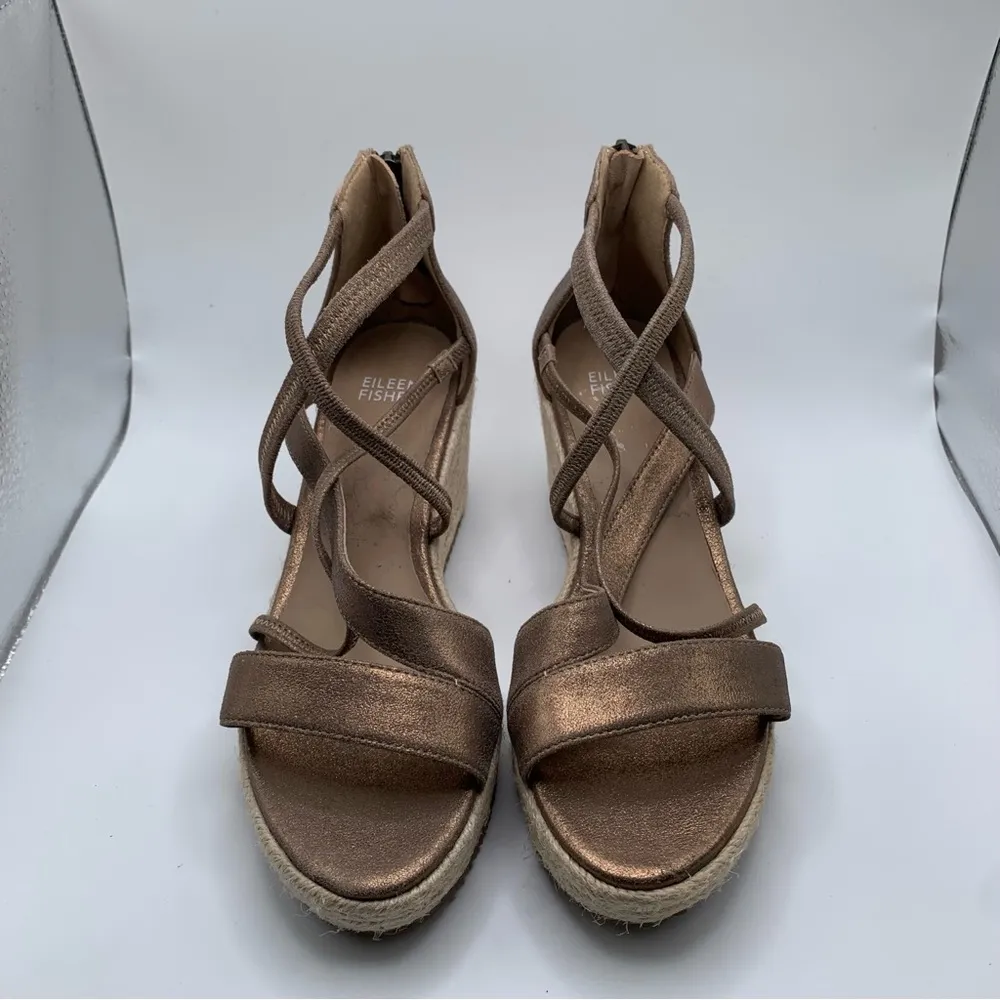 Eileen Fisher Wanda Tumbled Nubuck Espadrille wedge size 7.5 NWOB 1191 - Image 2