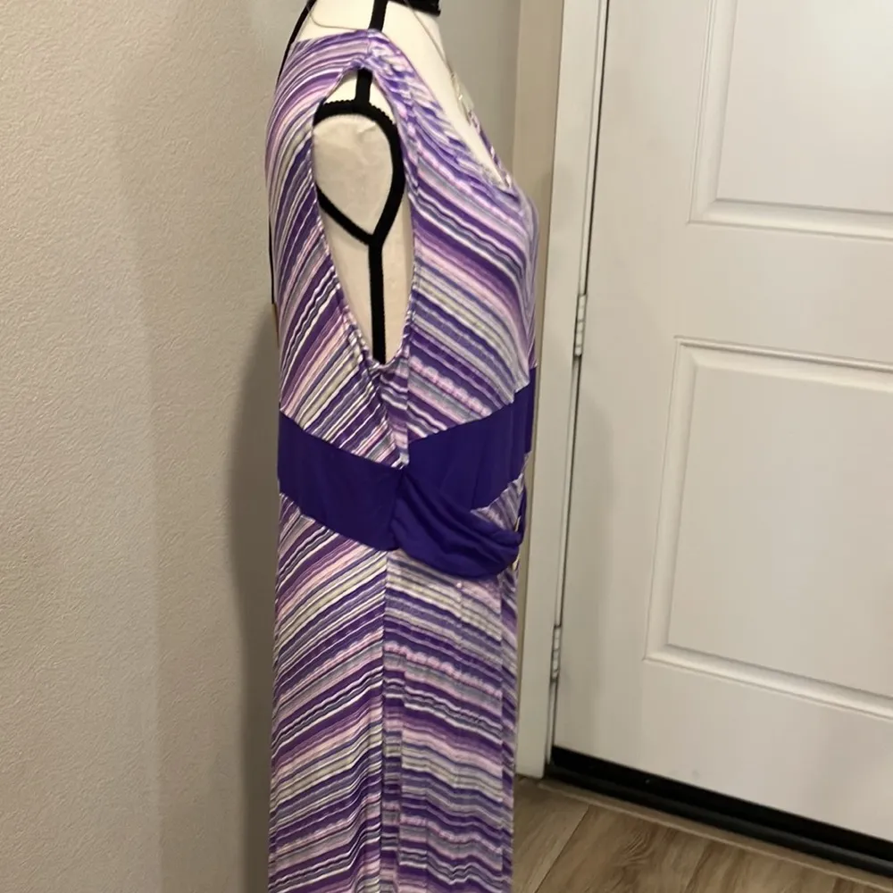Nina Leonard stripped purple’s colors midi sleeveless dress NWOT C1 - Image 3