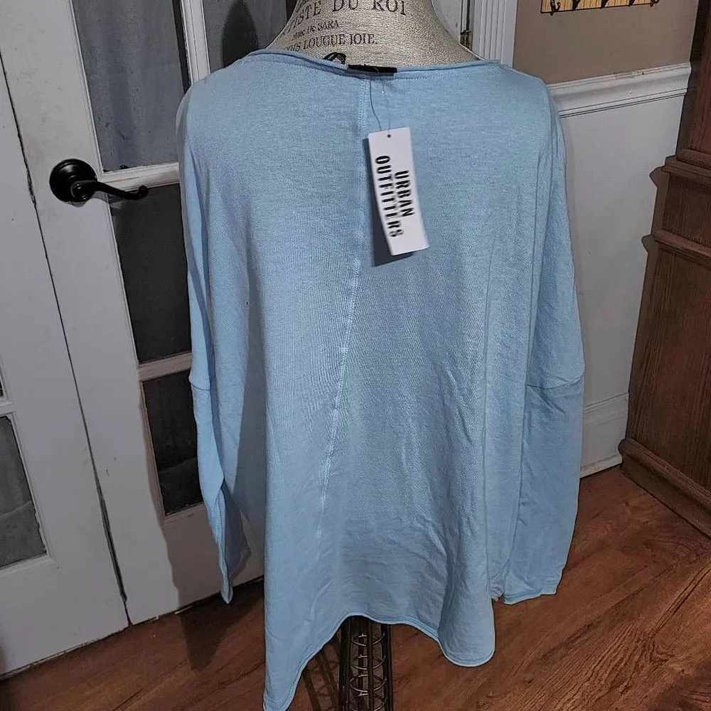 NWT Urban Outfitters Out From Under Womens Blue Deep V Neck Sweater‎ Large New - Image 2