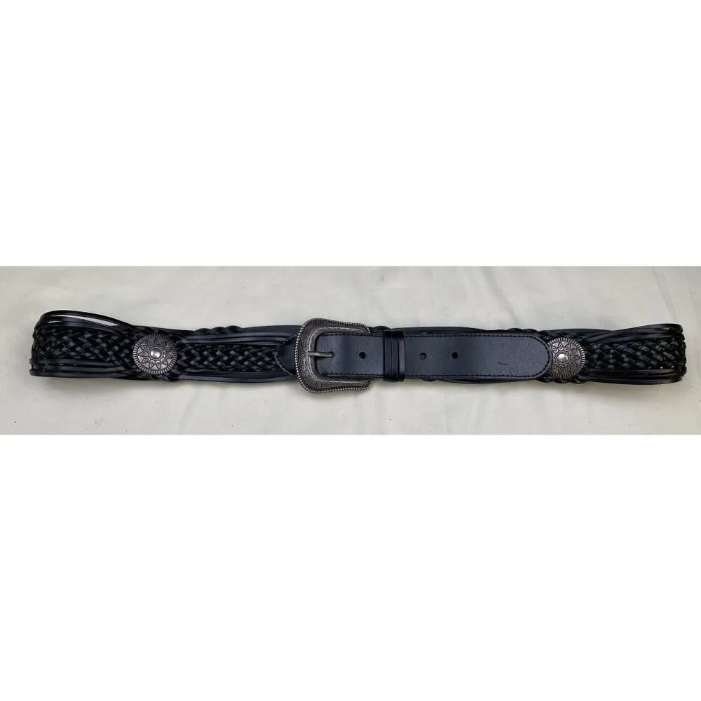 Western Women's Belt Black Genuine Leather Braided Size XXL SKU 6191 - Image 3