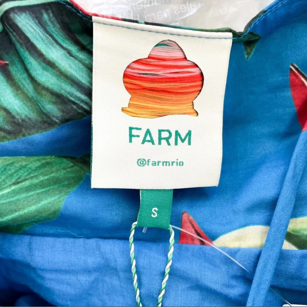 FARM Rio Anthropologie Dream Garden Maxi Dress in Blue Tropical New S - Image 9