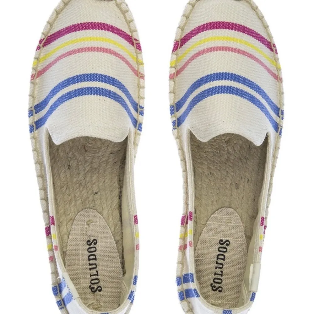 Soludos White Candy Stripe Espadrille Canvas Smoking Slipper Size 8 - Image 10