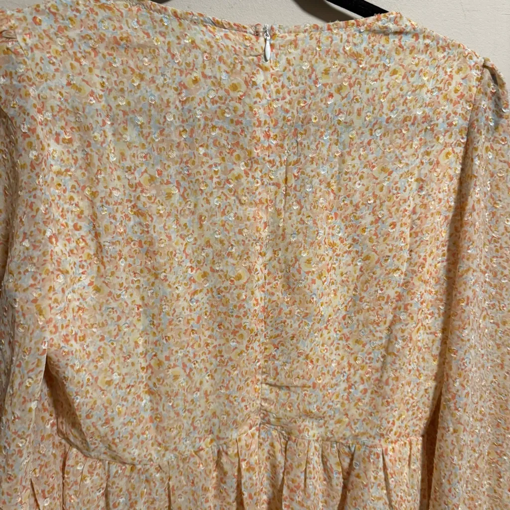 Petal & Pup Orange Floral Romper Long Sleeve Shorts Keyhole- Size 8 US - Image 5