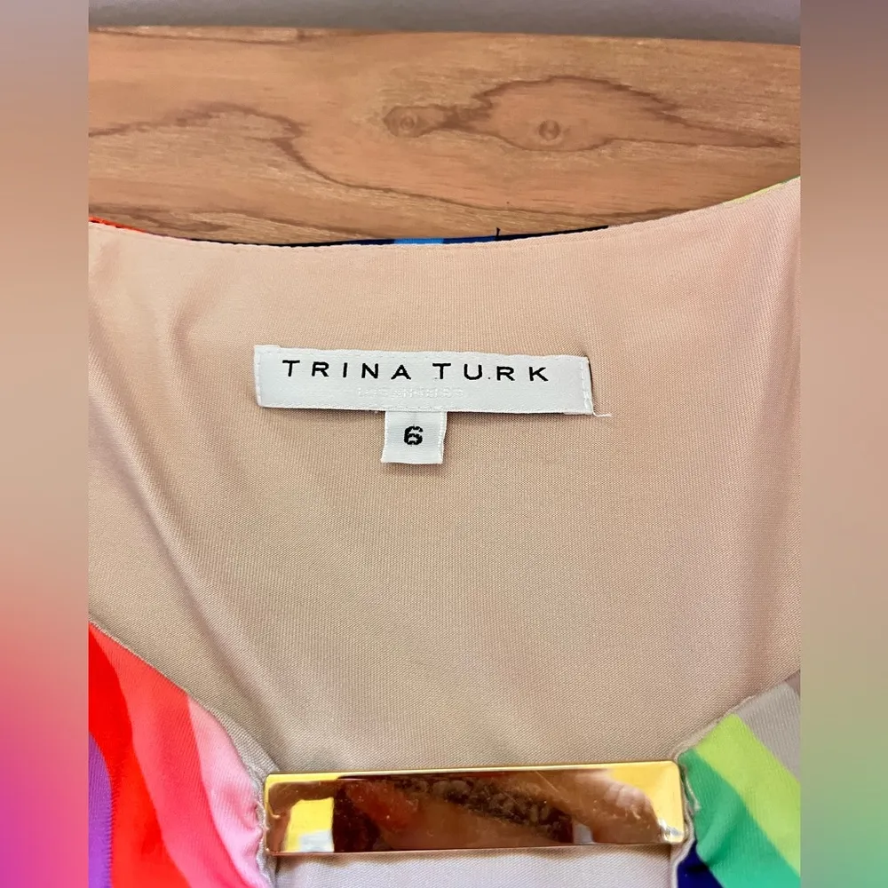 Trina Turk Bolero La Floridita Wave‎ Stripe Jersey Shift Dress Bold Vacation - Image 3