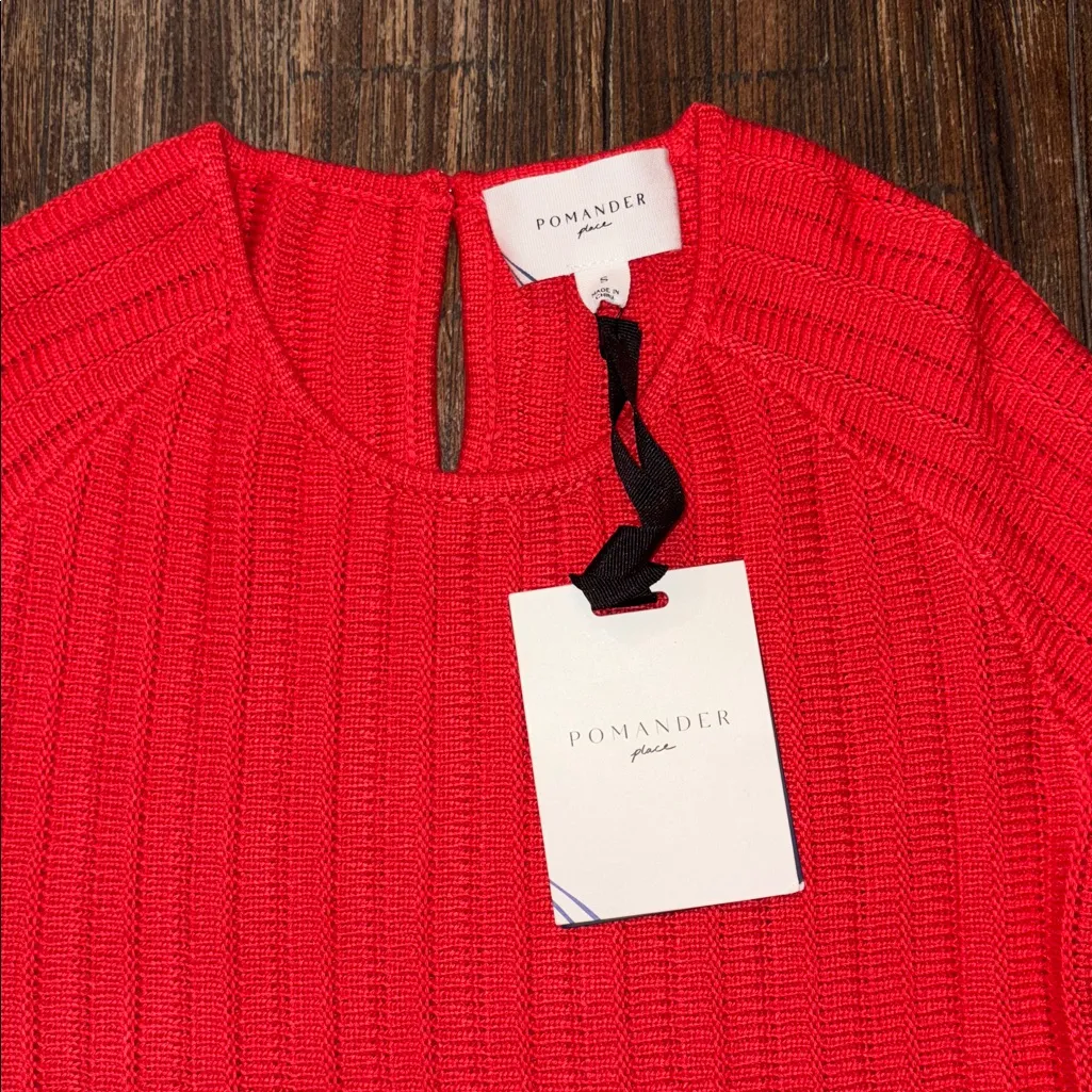 Tuckernuck Pomander Place Adi Bell Sleeve Red Knit Mini Dress Small NWT - Image 7
