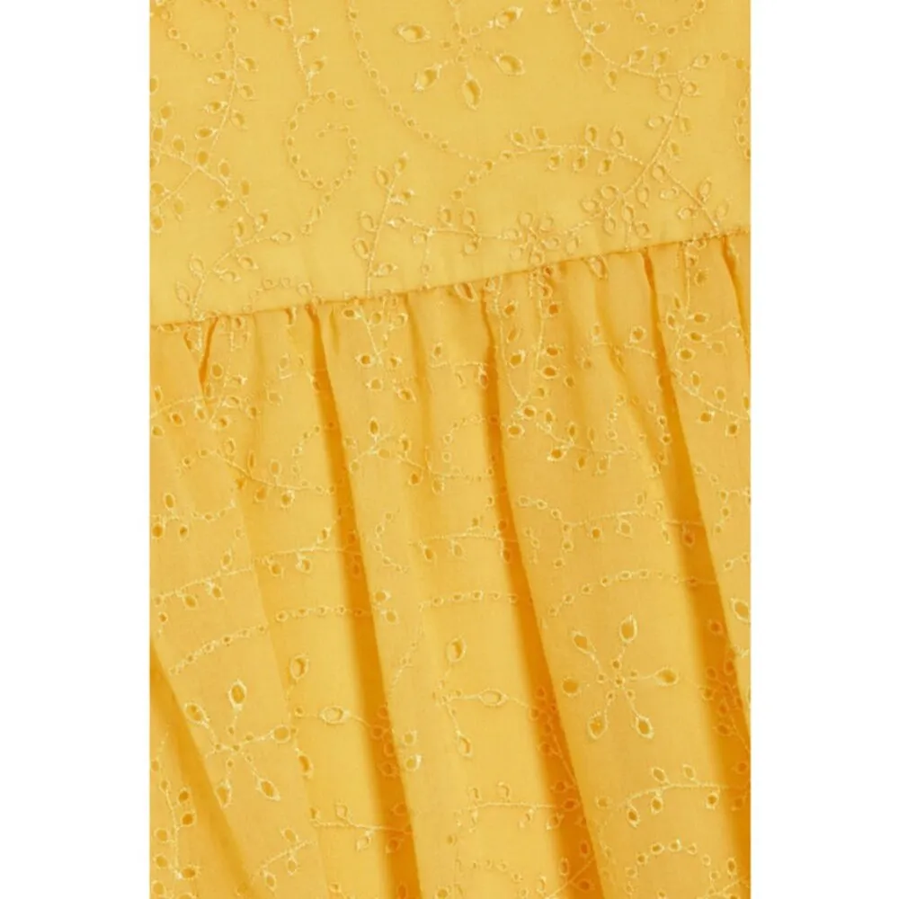 💕MONIQUE LHUILLIER💕 Eyelet Cutout Tiered Maxi Dress ~ Limoncello Yellow 12 NWT - Image 4