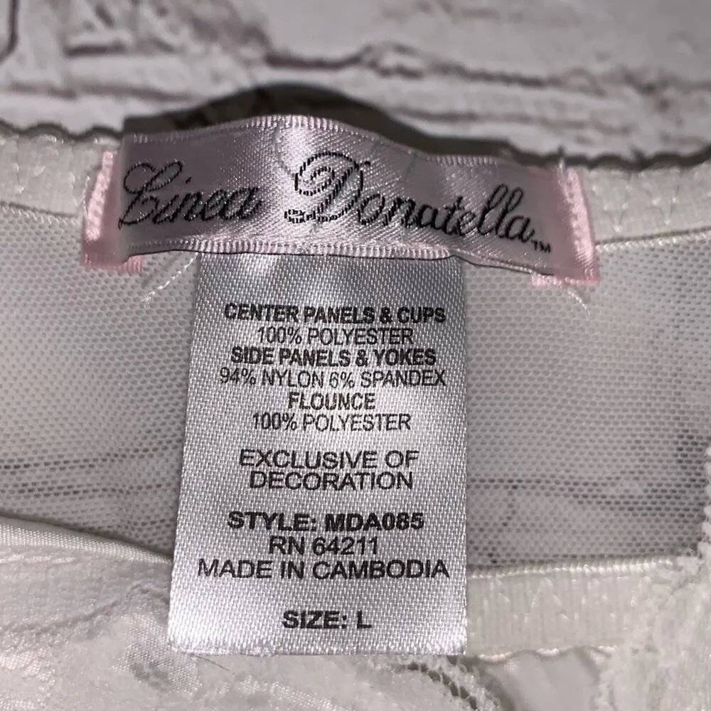 Linea Donatella White Mesh & Silky Slip Dress Lingerie - Image 3