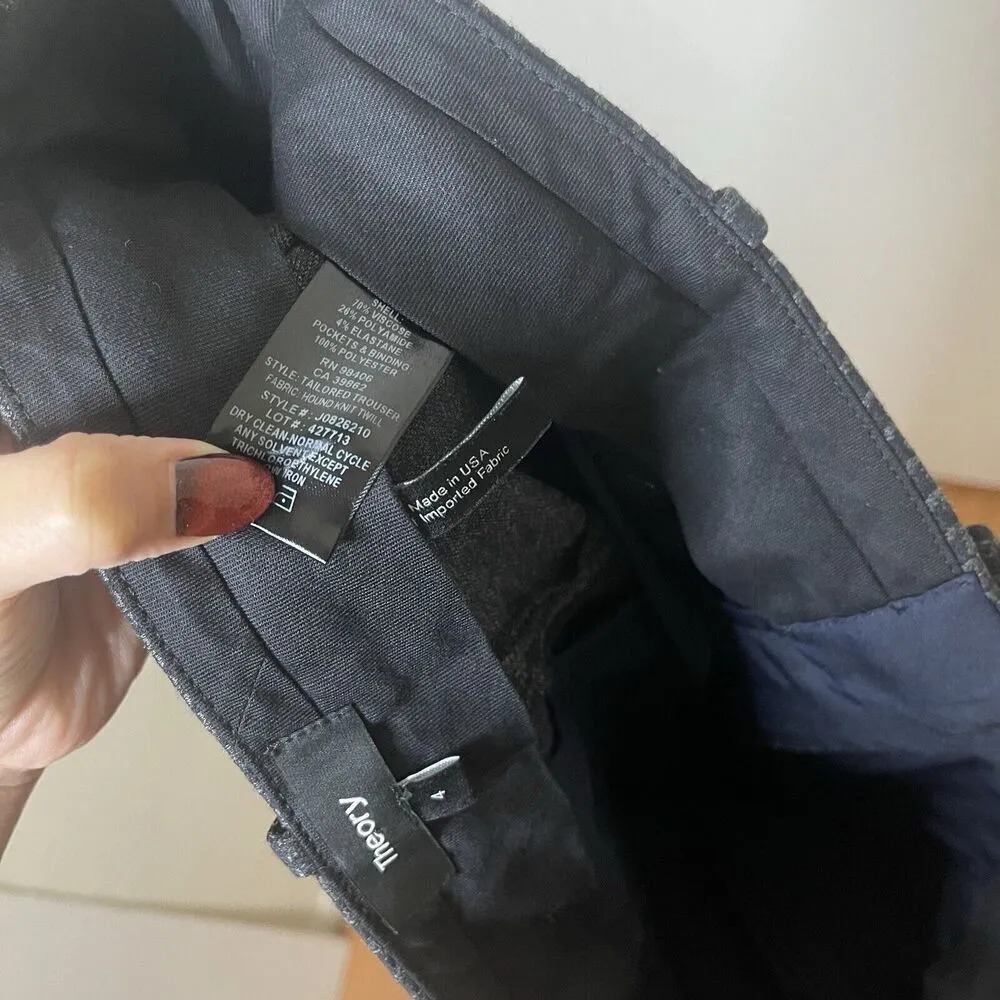 Theory  Gray Houndstooth hound knit twill tailored trouser pants size US 4 - Image 6