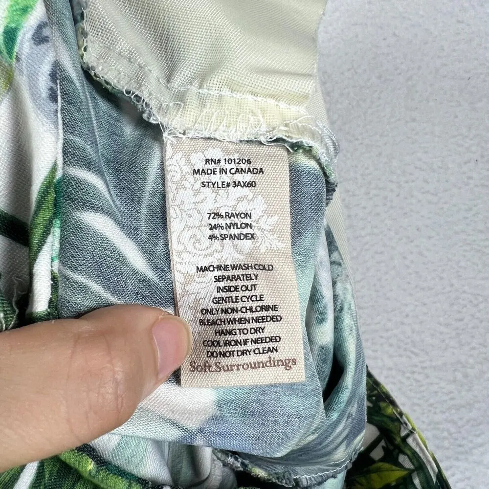 Soft Surroundings Womens Ankle Pants Elastic Waist Tropical Birds Petite Small - Image 4