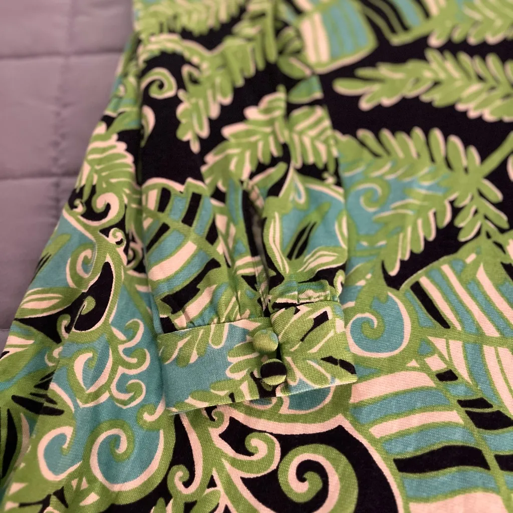 Lilly Pulitzer Vibrant Green and Black Leaf Dress Womens XS - Image 3