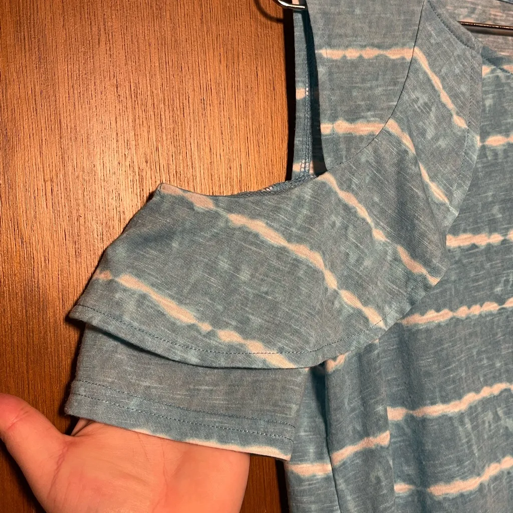 Juicy Couture Woman's Cold Shoulder Teal Casual Blouse Size Medium - Image 3