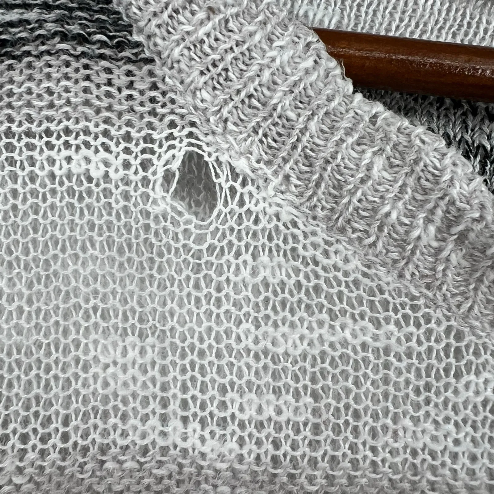 Eileen Fisher neutral color linen blend pullover open knit sweater size medium - Image 6