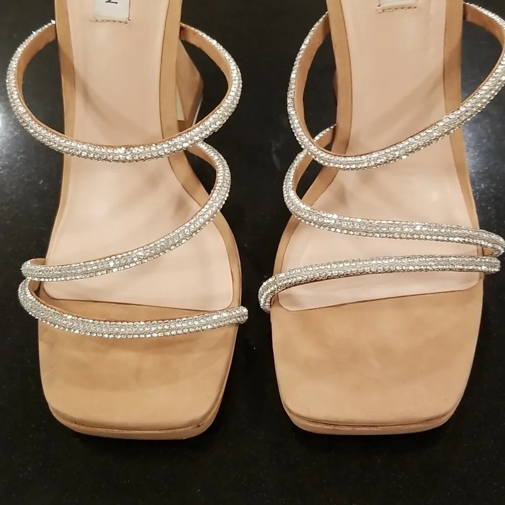 💕STEVE MADDEN💕 Libbie Camel Nubuck Rhinestone High Heel Platform Sandals ~ 11 - Image 10