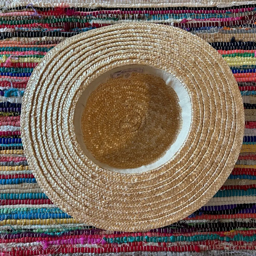 NEW BCBGeneration Pearl Wheat Straw Hat Ribbon Boater BCBG - Image 5