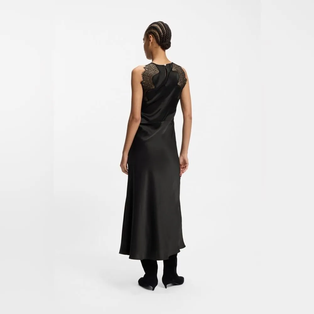 Hugo Boss SEERSUCKER-SATIN DRESS WITH LACE TRIMS - Image 2