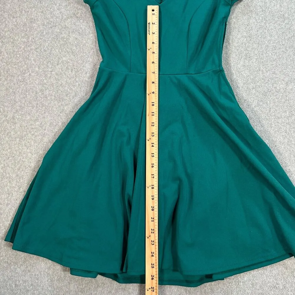 Alya Fit and Flare Dress Women's Small Green Cut Out Back V-Neck Cap Sleeve - Image 5