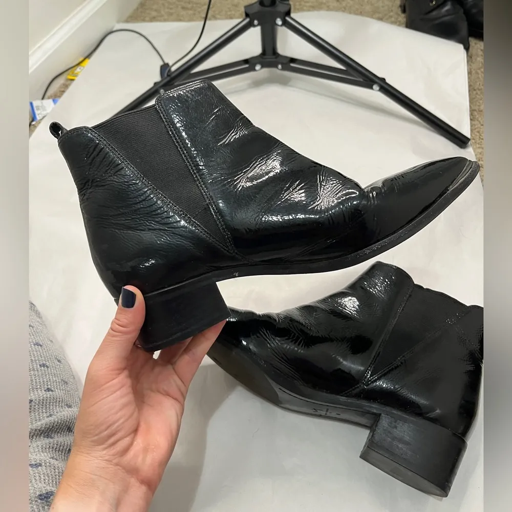 Marc Fisher  Black Patent Leather Yale Pointy Toe Ankle Boots Sz 9M - Image 15