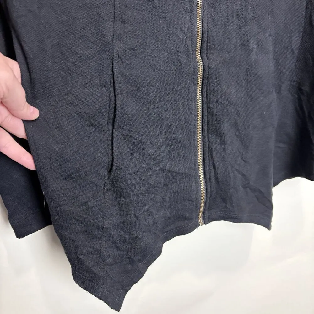 XCVI Wearables Jacket Womens S Black Full Zip Cotton Stretch Uneven Hem Comfy - Image 2