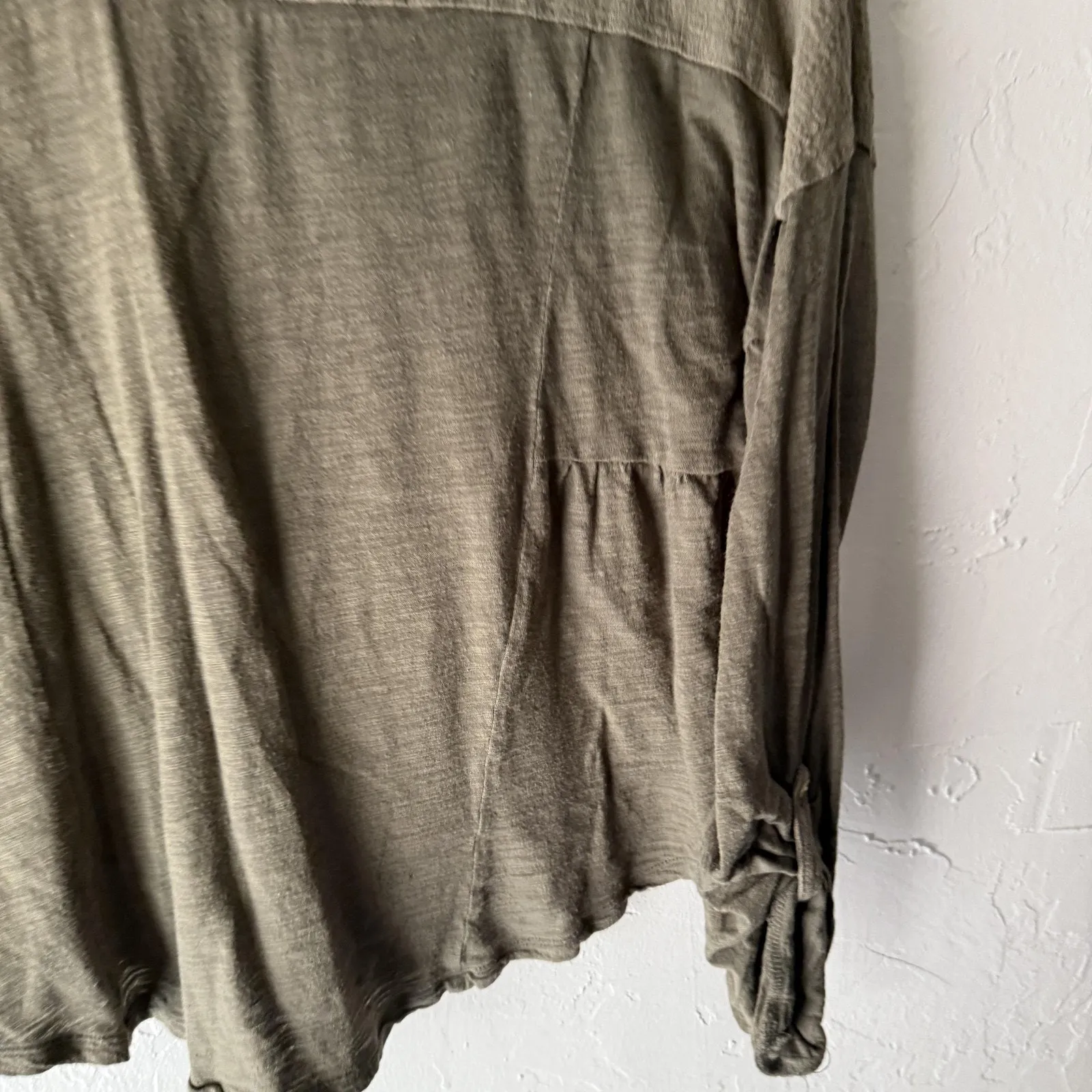Lucky Brand Shirt Womens Small Olive Green Button Front Long Sleeve Textured Top - Image 9