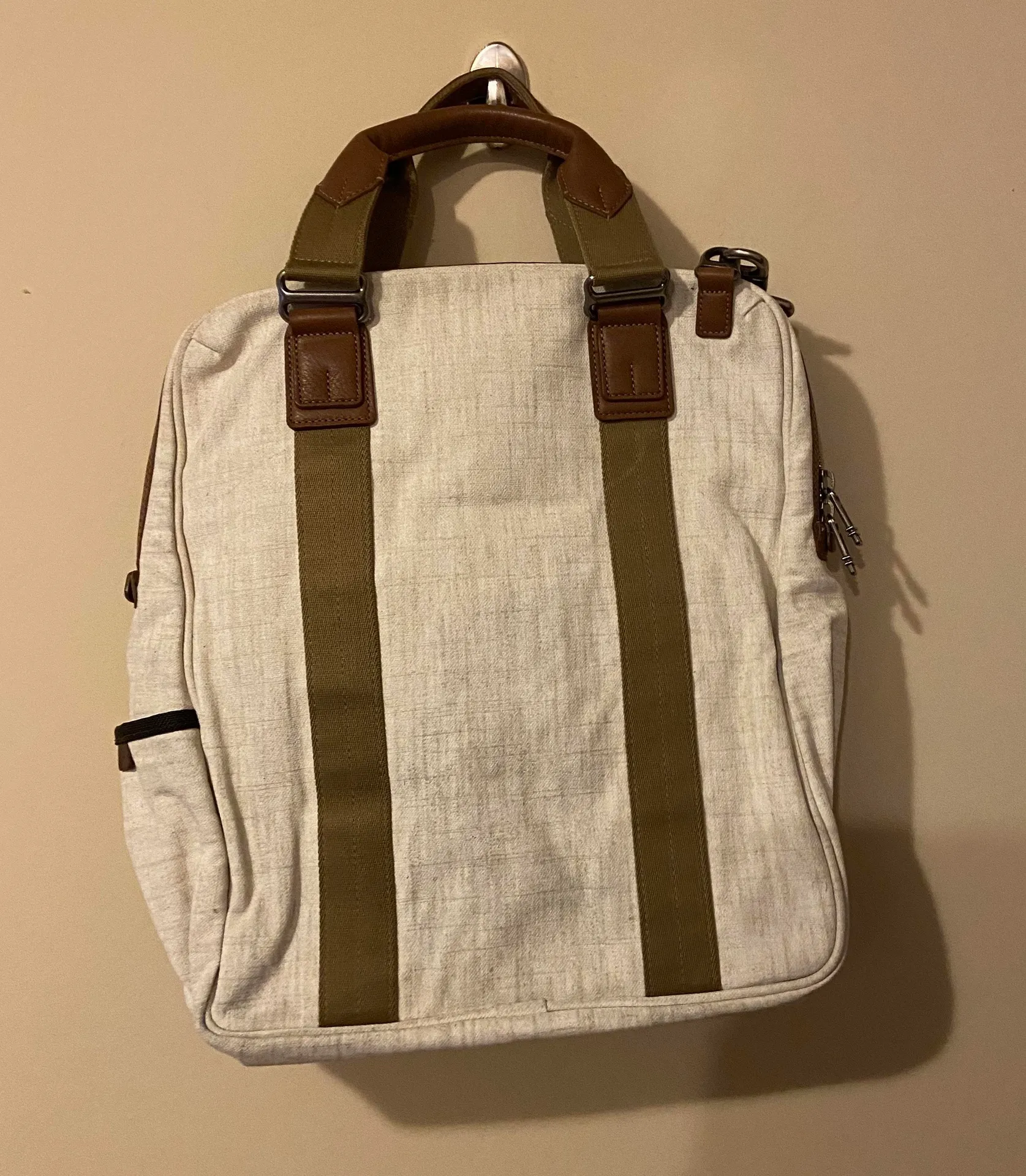 Tumi Canvas And Leather Trim Tote Bag Brown - Image 2